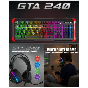 Pack gamer noir filaire RGB Pro + clavier semi mécanique RGB filaire + Casque Gamer RGB Multiplateformes