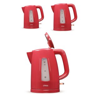 Pack Petit Déjeuner - LIVOO - Bouilloire Électrique 1,7L - Grille-Pain 2 Fentes - Rouge - 2200W