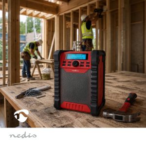 Radio de Chantier Bluetooth 15W DAB+ FM 2.2" IPX5 Écran bleu Noir Alimentation