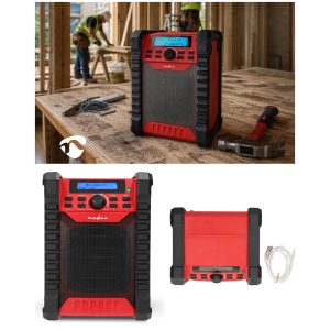 Radio de Chantier Bluetooth 15W DAB+ FM 2.2" IPX5 Écran bleu Noir Alimentation