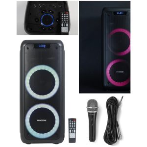 Enceinte portable PRO Bluetooth – BT/AUX/USB – 100W – LED RGB – Télécommande - Microphone