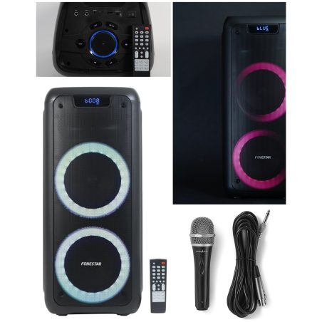Enceinte portable PRO Bluetooth – BT/AUX/USB – 100W – LED RGB – Télécommande - Microphone