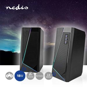 Enceintes pour PC haut-parleur 2.0 Alimenté USB 3.5 mm Mâle 18 W LED RGB Contrôle du Volume