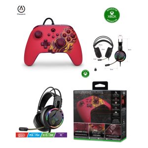 Manette Xbox one-s-x-PC filaire neon carbon Red Blaze xbox ergonomique- Casque Gamer RGB