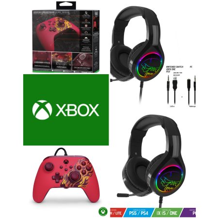 Manette Xbox one-s-x-PC filaire neon carbon Red Blaze xbox ergonomique- Casque Gamer RGB