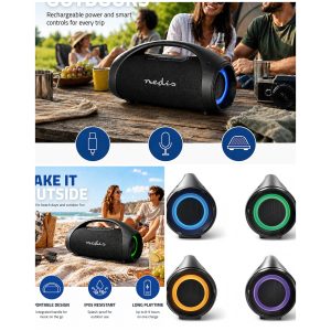 Enceinte Party 150W Boombox Bluetooth – micro SD-USB – IPX5 – TWS – LED RGB