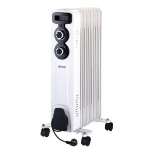 Radiateur à bain d'huile 1500W 7 colonnes 3 réglages de chaleur Thermostat réglable – blanc 3 réglages de chaleur