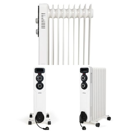 Radiateur à bain d'huile 2000W 9 colonnes 3 réglages de chaleur Thermostat réglable – blanc 3 réglages de chaleur