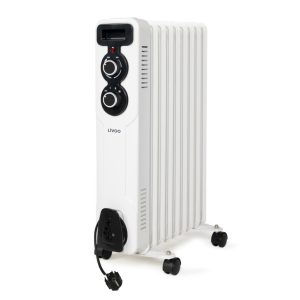 Radiateur à bain d'huile 2000W 9 colonnes 3 réglages de chaleur Thermostat réglable – blanc 3 réglages de chaleur