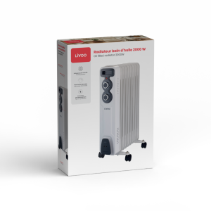 Radiateur à bain d'huile 2000W 9 colonnes 3 réglages de chaleur Thermostat réglable – blanc 3 réglages de chaleur