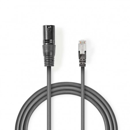 Câble Adaptateur DMX | XLR Femelle à 3 Broches - RJ45 Mâle | 0,3 m | Gris