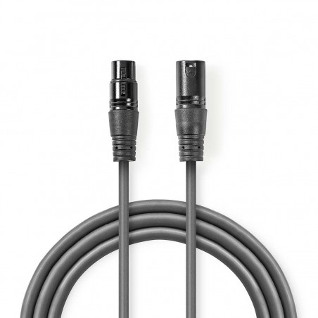 Câble Adaptateur DMX | XLR Mâle à 3 Broches - XLR Femelle à 5 Broches | 0,3 m | Gris
