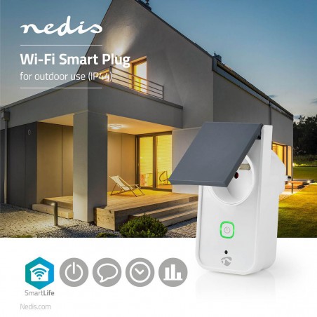 Prise Extérieure Intelligente Wi-Fi | Anti-Éclaboussure | IP44 | Contrôleur de Puissance | Prise Type E (Française) | 16 A