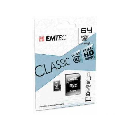 MicroSDXC 64GB EMTEC +Adapter CL10 CLASSIC Blister