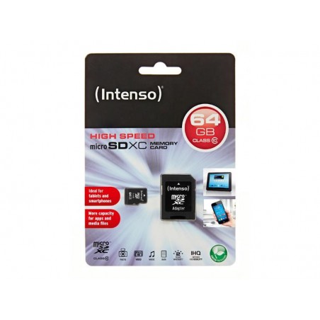 MicroSDXC 64Go Intenso +Adaptateur CL10 - Sous blister