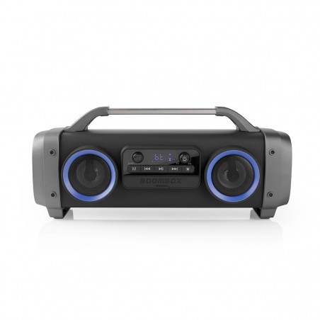 Party Boombox Autonomie d'Écoute de 12 Heures | Technologie Sans Fil Bluetooth® | Radio FM | Feux de Fête | Noir
