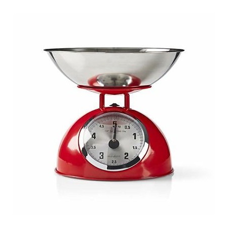 Balance de cuisine vintage numérique Analogique Acier Incluant cuve amovible rouge