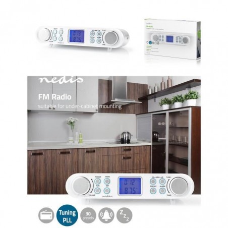 Radio FM Alarme sous Meuble 30 Stations LCD LED bleu Automatique blanche