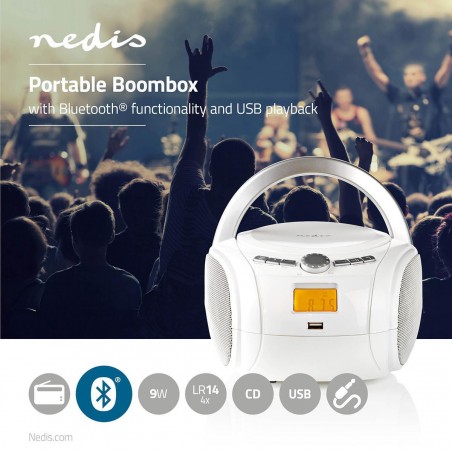 Lecteur CD Portable Stéréo 9 W USB Bluetooth®