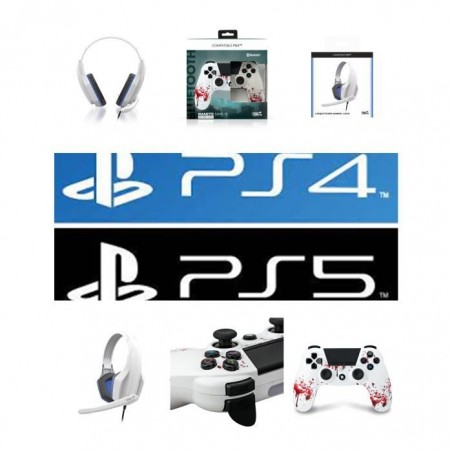 Pack manette PS4 manette Bluetooth Zombie 3.5 JACK + casque gamer PS4-PS5 PlayStation