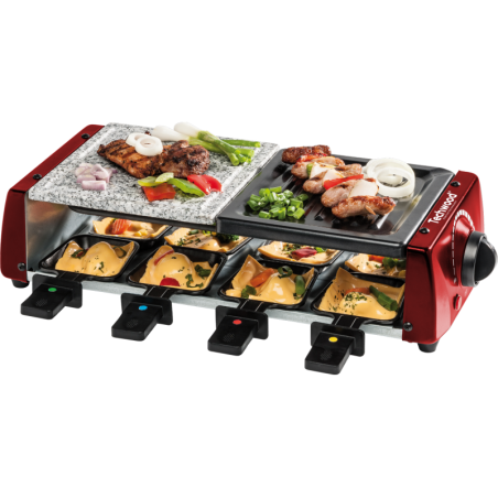 Appareil Raclette Grill – Pierre de Cuisson avec 8 mini Raclettes avec revêtement antiadhésif 1 200 W