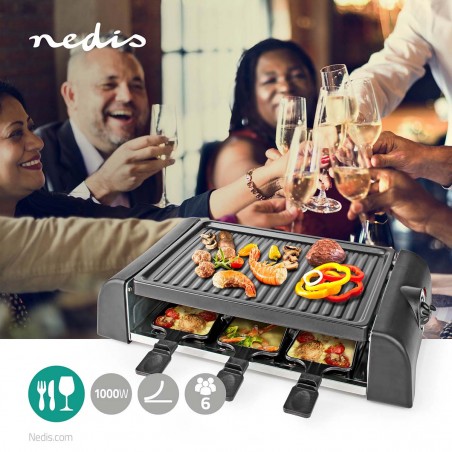Raclette Gril, 6 Personnes, Spatule, Réglage de la température, Revêtement antiadhésif, Rectangle