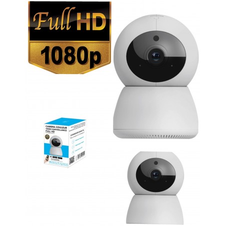 Camera de surveillance interieure Wi-Fi full hd 1080p micro sd 128go motorisee ip44 detection de mouvement