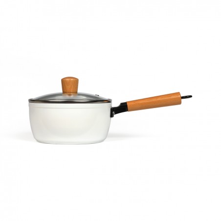 CASSEROLE poignées bois couleur blanc antiadhésif