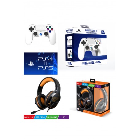 Pack casque gamer Pro-H3 orange PlayStation PS4-PS5
