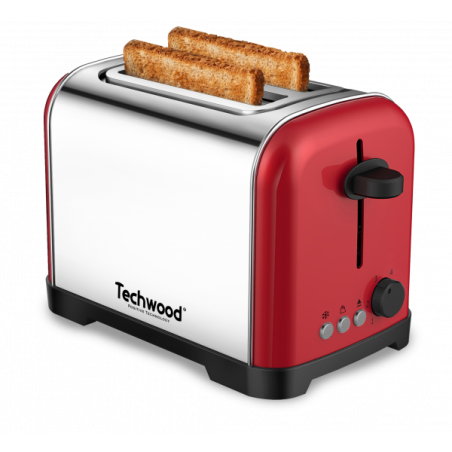 Grille Pain rouge Inox Brossé 700 W 2 larges FENTES