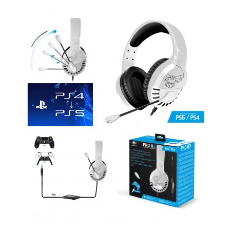 Casque gamer Pro-h3 gaming PlayStation PS5 PS4 blanc