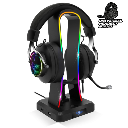 Support casque 4 Ports USB RGB Porte casque gamer + casque gamer Pro h7