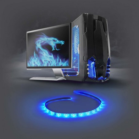 Barre Lumineuse LED de Jeu | Bleu | 40 cm | Alimentation SATA | Ordinateur de Bureau
