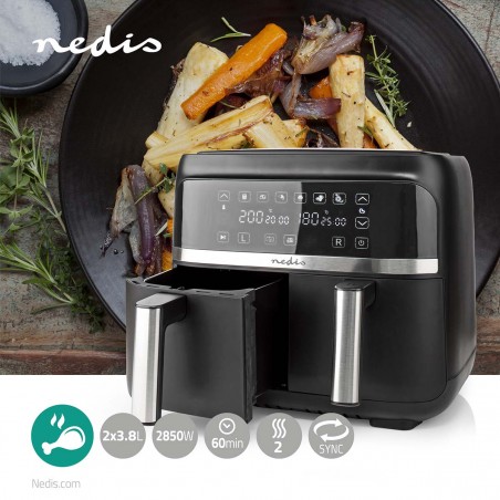 Friteuse Double Numérique 2 × 3,8 L AIR FRYER LCD 3 000 W