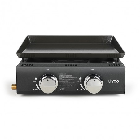 Plancha gaz Barbecue 2 brûleurs acier émaillée 41,5 × 36 cm
