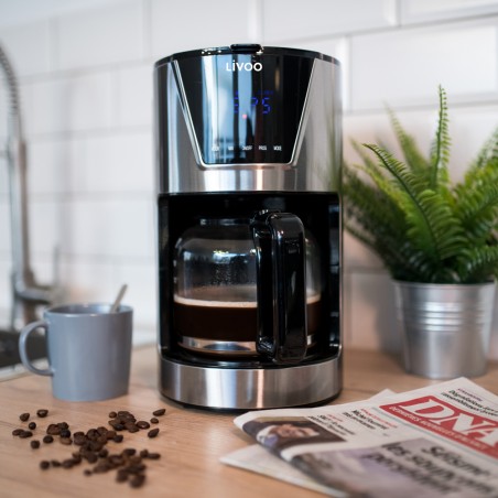 Cafetière programmable Machine à café Inox grise 900 W