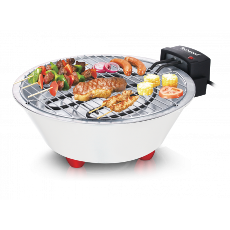 Barbecue électrique blanc Ø 31 cm – 1 250 W Grille Inox
