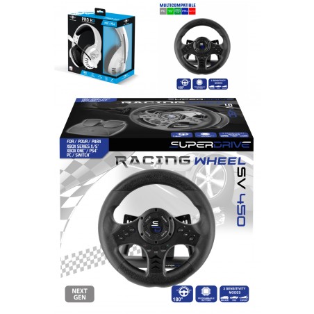 Volant de jeu Vidéo Pro Race Pro SV450 compatible Xbox Séries X, S PS3 PS4 Switch PC SUBSONIC + casque Spirit of gamer Pro PS5
