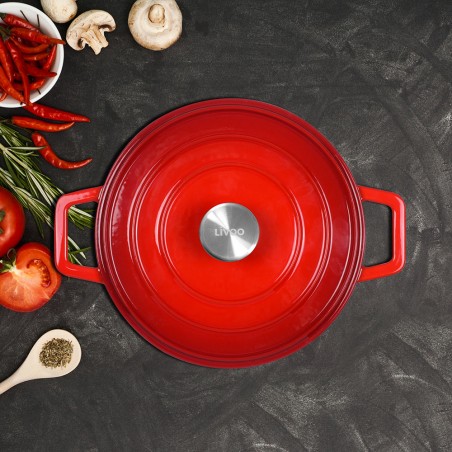 Cocotte ronde En fonte émaillée rouge Diamètre 24