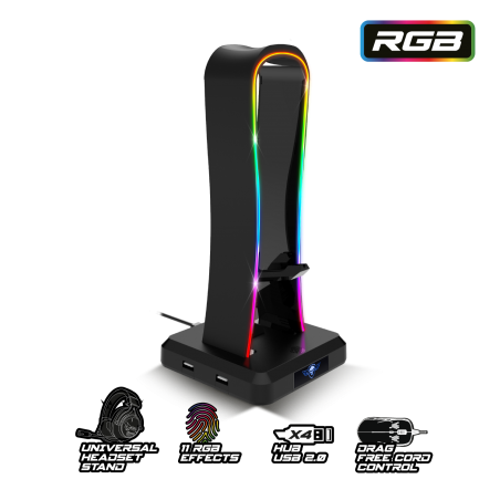 Support casque RGB 4 Ports USB, Support casque RGB