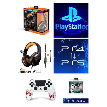 Pack casque gamer Pro-h3 orange PlayStation PS4-PS5 + manette PS4 zombie Bluetooth