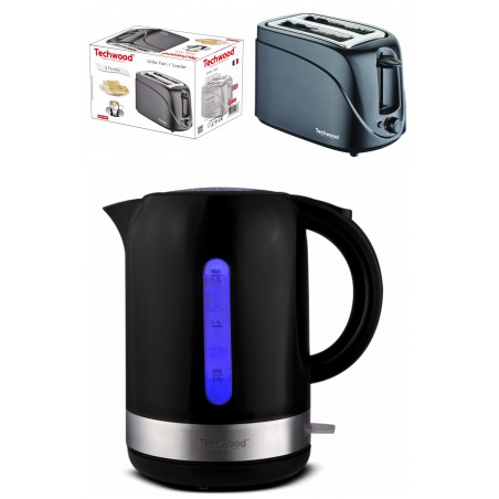 Bouilloire électrique noire 1,7 L 2 200 W Sans Fil + Grille pain