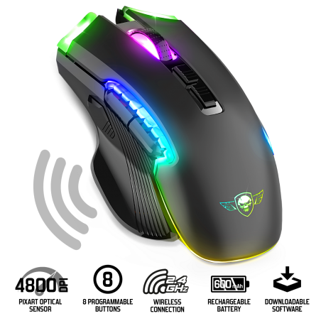 Souris SANS FIL gamer rechargeable RGB Pro-M70 RGB 8 BOUTONS 4 200 ppp 5 EFFETS