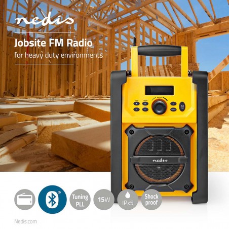 Radio de Chantier FM 2.2 " Écran bleu blanc secteur + pile numérique 15 W Bluetooth