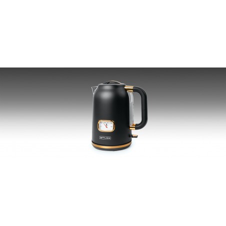 BOUILLOIRE rétro vintage SANS FIL noir 2 200 W 1,7 L en acier inoxydable