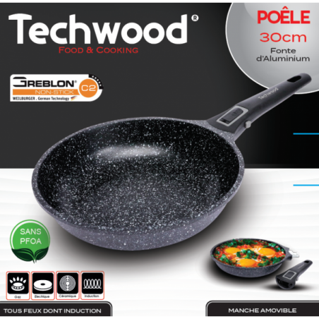Poêle de 30 cm Fonte d’aluminium Effet Pierre