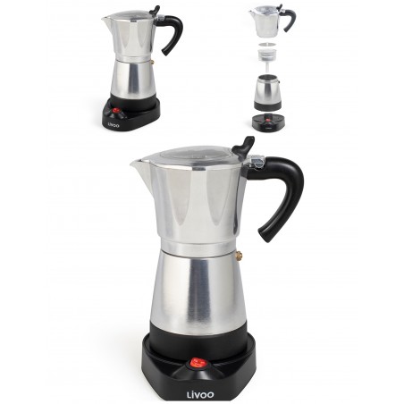 Cafetière italienne électrique grise Inox 6 tasses