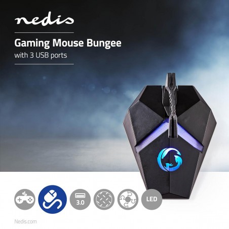 Passe-câble de Souris Gamer | 3 Ports USB | Attache Flexible | Voyants Rétroéclairés
