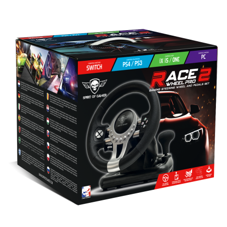Volant et pédales de jeu Race Pro Wheel 2 × box +casque 2979