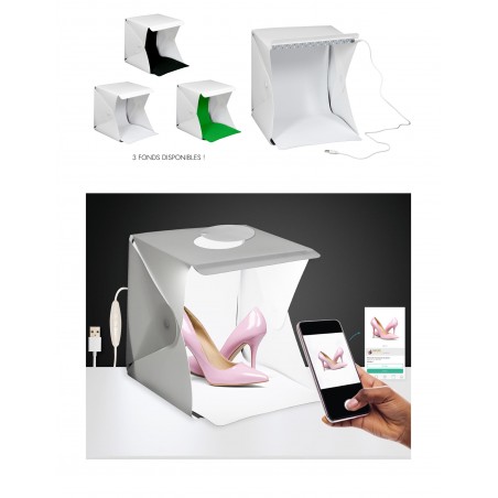 Photo Box blanche lumineuse à 35 LED Studio pliable 40 × 40 × 40cm